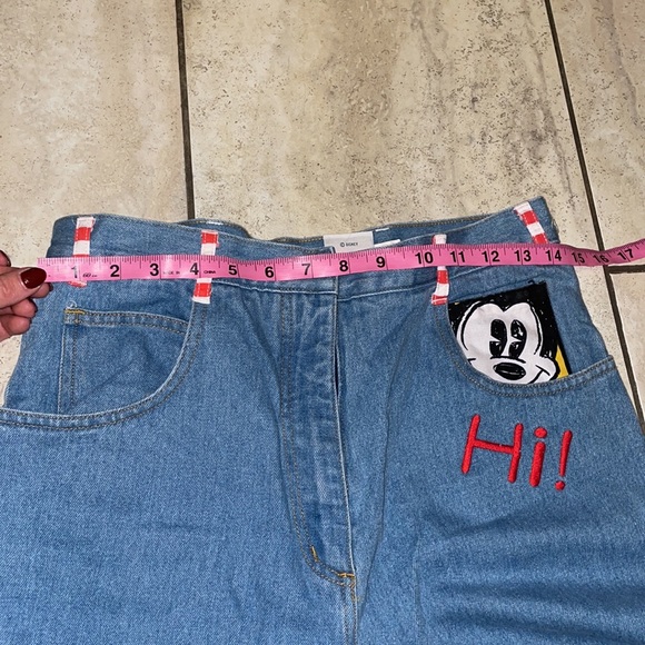 Disney VTG Mickey Mouse Patchwork Cotton Denim Straight Leg Jeans Size 11/12 - Picture 6 of 9